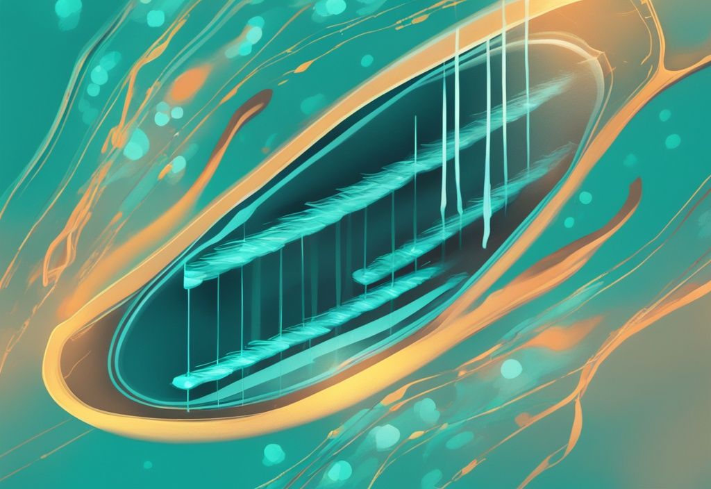 Illustrazione digitale moderna del processo di Elettroforesi Delle Sieroproteine con tema colore teal, rappresentazione grafica del movimento delle proteine del siero su gel di agarosio sotto campo elettrico.