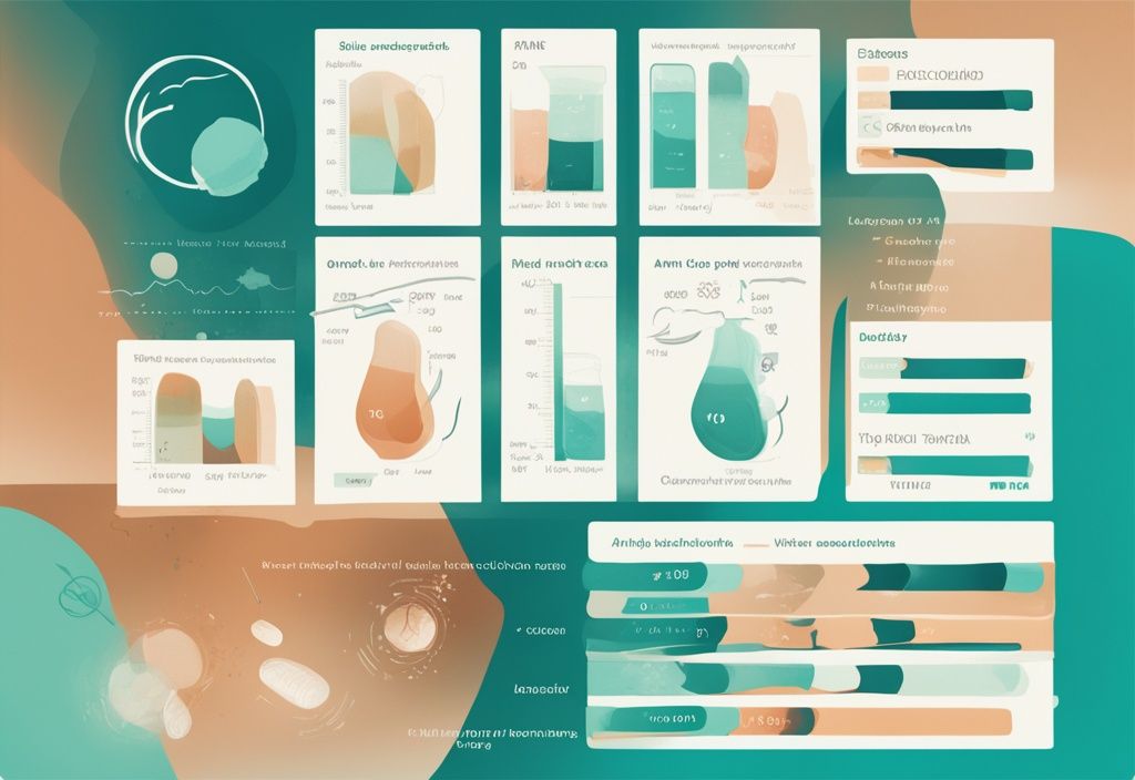 Illustrazione digitale moderna con tema principale color teal che mostra un grafico delle relazioni tra aminoacidi essenziali e le proteine corrispondenti.