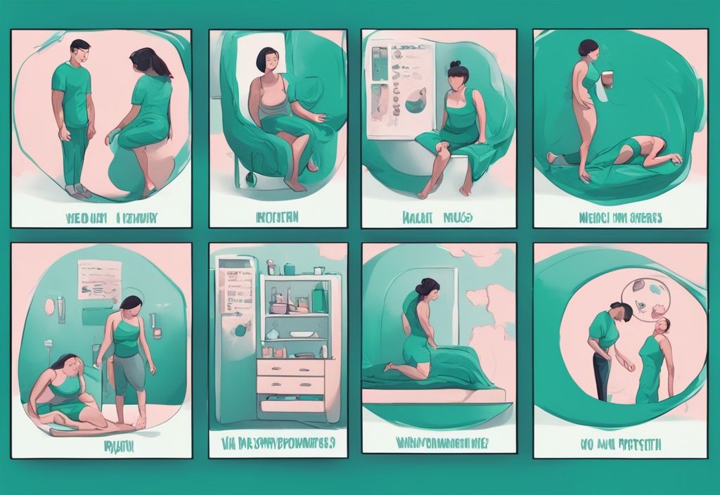 Illustrazione moderna che mostra cosa succede se mangio troppe proteine, con effetti collaterali come gonfiore, disagio, stress renale e sbalzi d'umore in tema di colore teal.